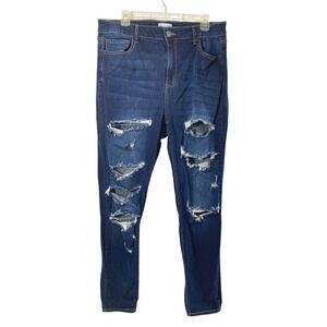 Ms Cello  Skinny Jeans‎ Womens Plus Size 18 Hi Rise Destroyed Dark Wash Denim